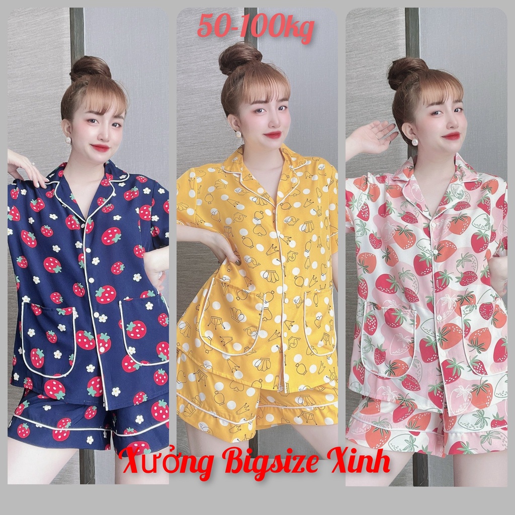 Đồ Bộ Bigsize Đùi Lụa 2 túi 50-110kg Mặc Nhà Thoải Mái cho nữ