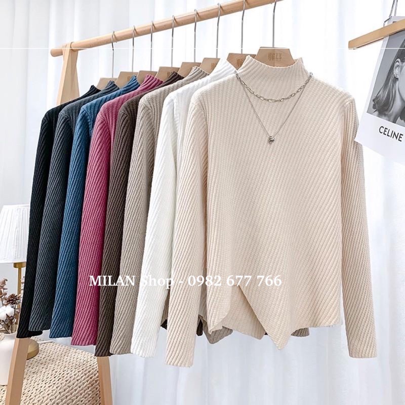 Áo len dài tay cổ 5p kèm dây chuyền thời trang