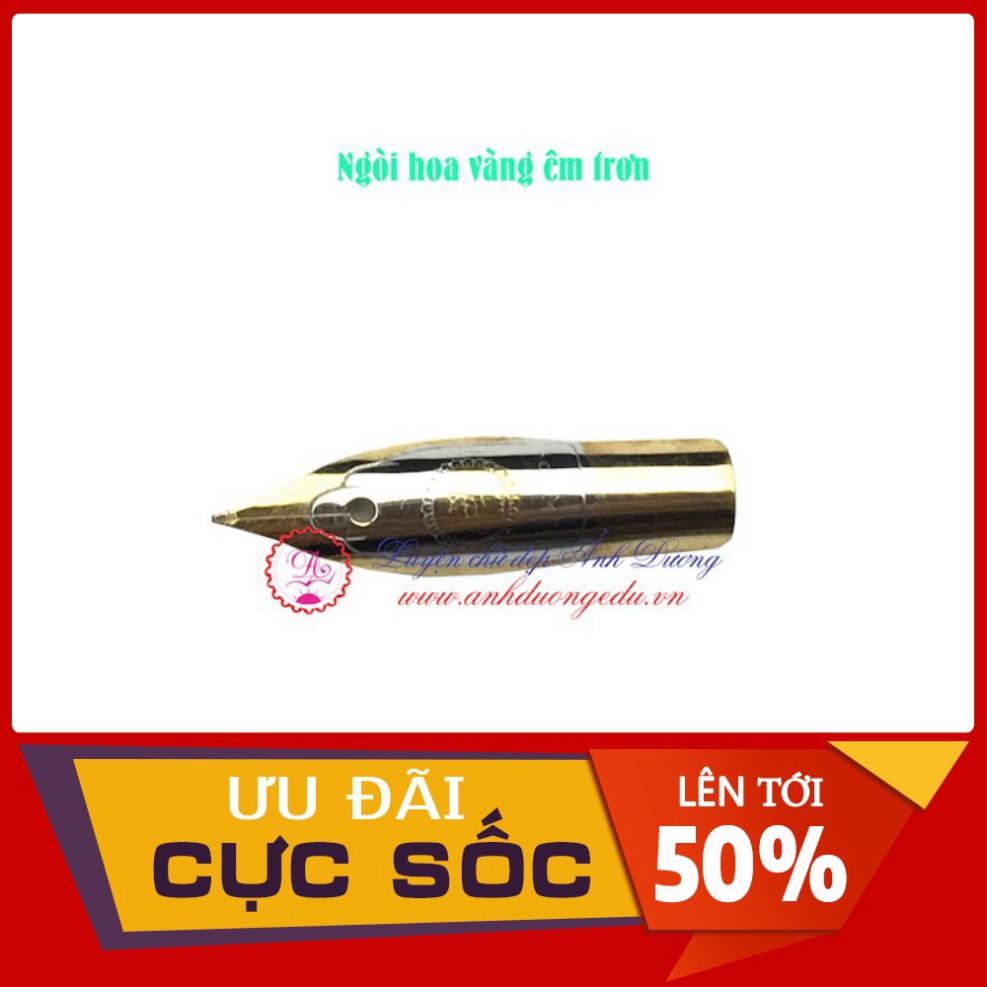 Ngòi  Bút Máy Thay Thế- Ngòi Hoa Vàng Êm Trơn, Thanh Đậm - Cho Bút Mài Thầy Ánh Mã 022, 023, 036, 027, 029