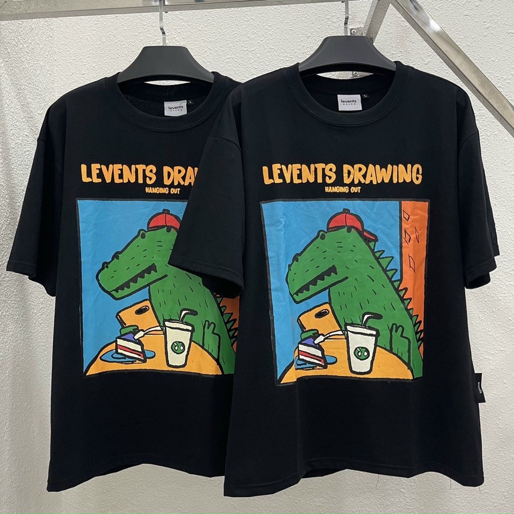 Áo thun Levents Funny Crocodile Màu Xanh unisex nam nữ vải cotton dày mịn full tag AL216