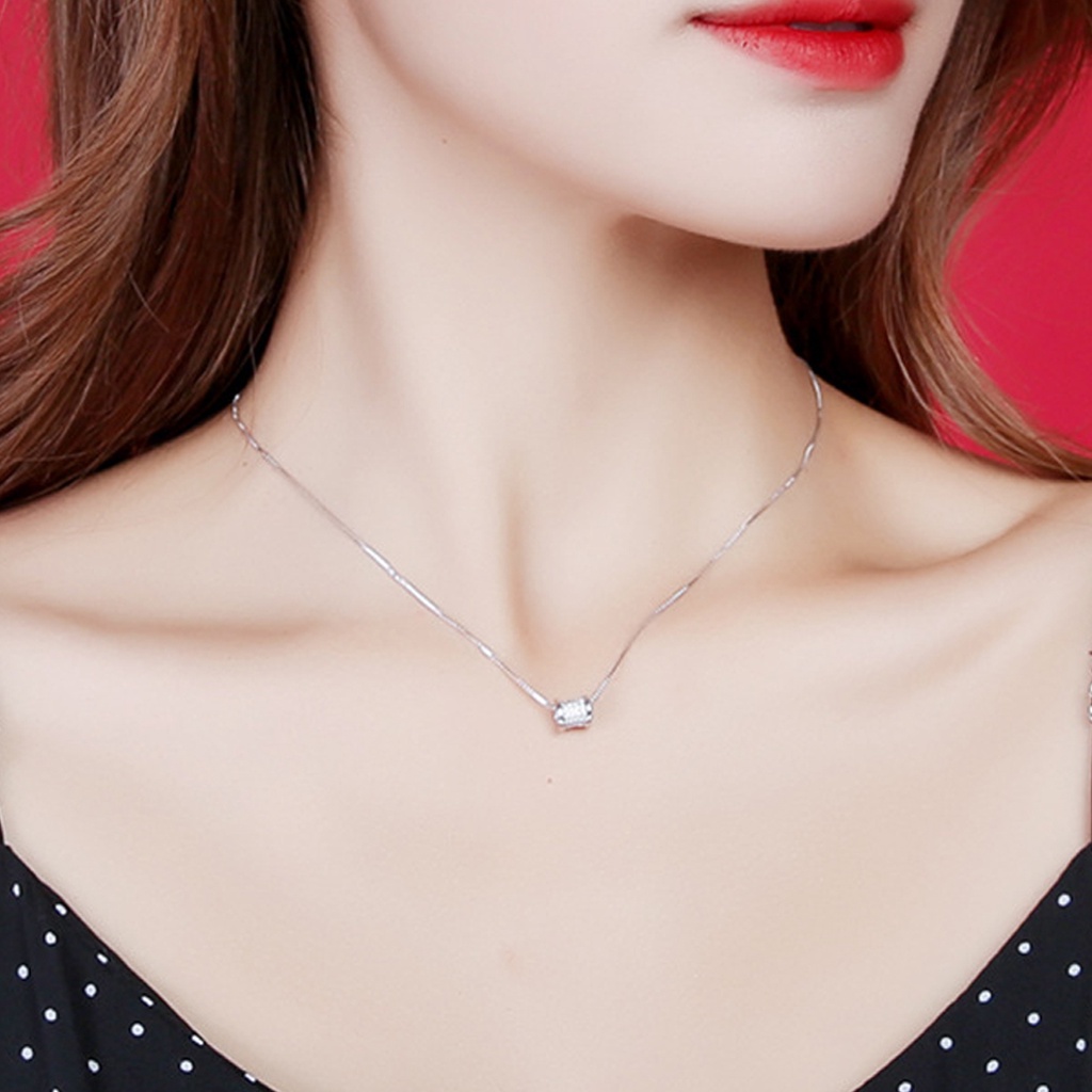 Dây chuyền bạc Pansy mặt hộp nạm đá mẫu HOT, vòng cổ bạc đẹp