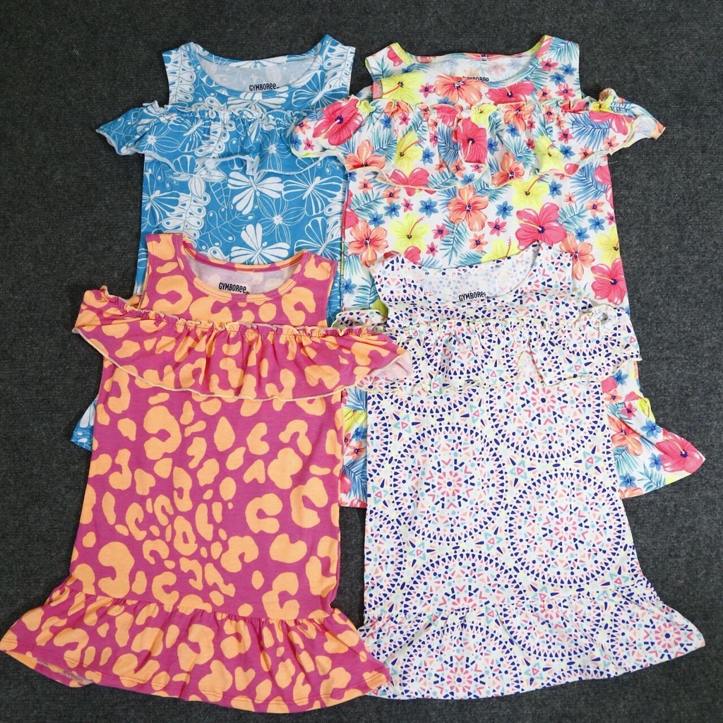 Váy ngắn tay suông dành cho bé 10-32kg đi biển, đi học, đi chơi, mặc nhà chất cotton 100%, hàng xuất dư