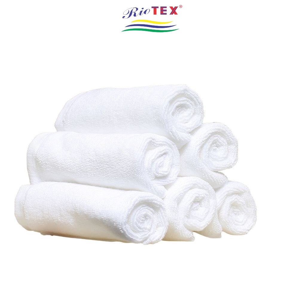 Khăn Mặt RIOTEX- Khăn trắng Bền Đẹp Kích Thước 35x75cm 150g A dành cho Gia Đình, Khách Sạn, Spa...