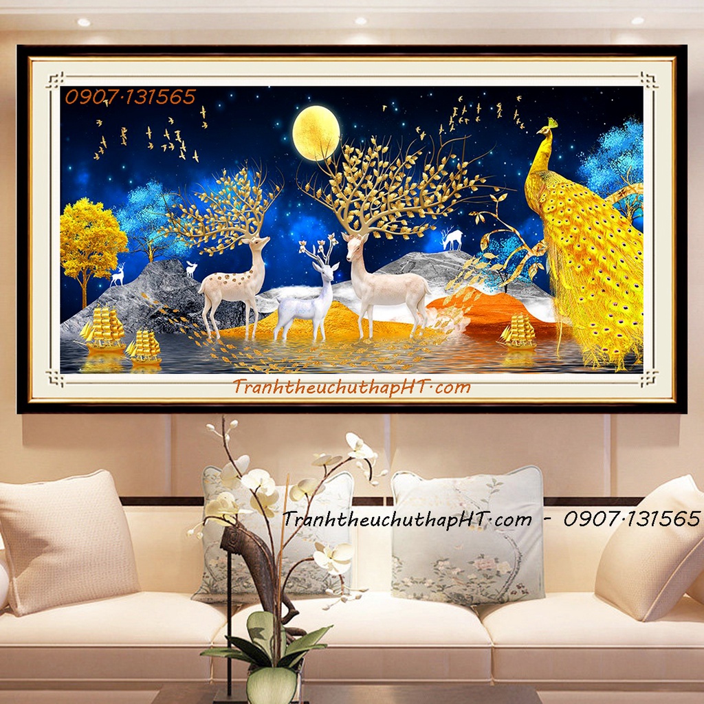 Tranh thêu chữ thập Vinh hoa Phú quý LV3555: 150*70cm - tự thêu