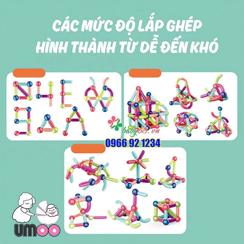 Bộ xếp hình nam châm từ tính Umoo UM-1085 - Ghép hình nam châm cho bé