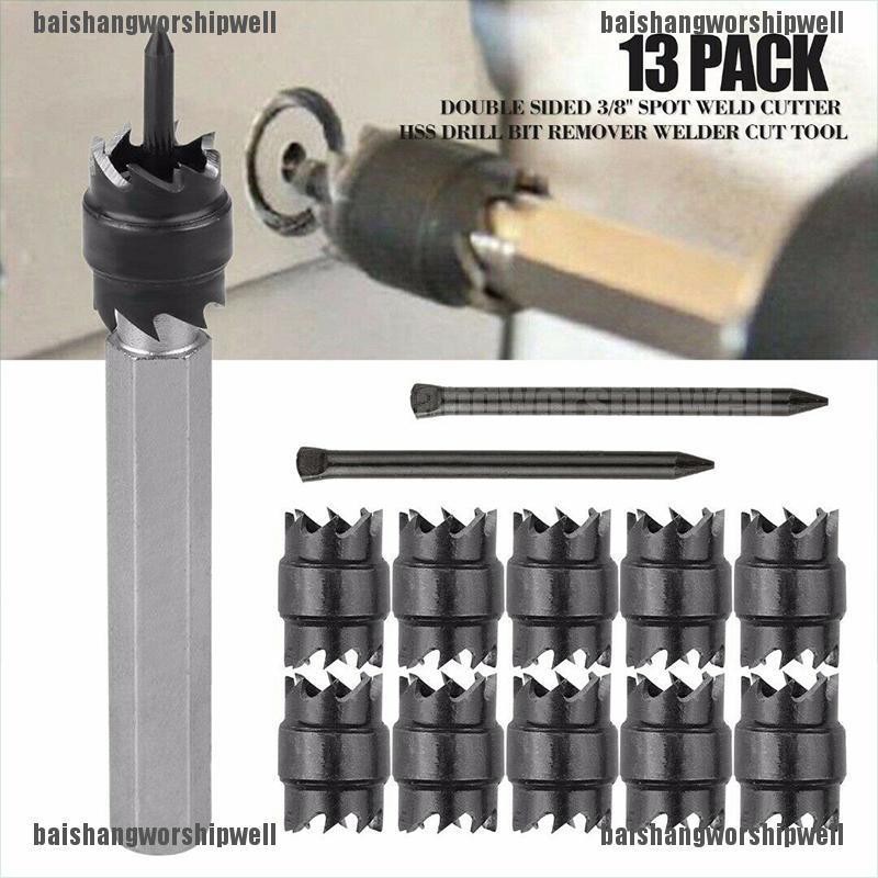 [baishangworshipwell♥]13Pcs Double Sided 3/8&quot; Spot Weld Cutter HSS Drill Bit Remover Welder Tool Kit