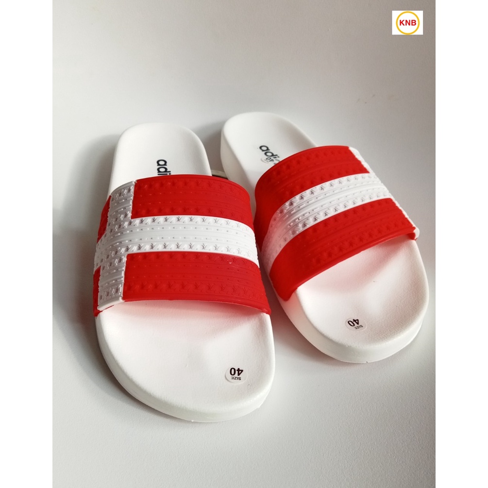 Dép Quai Ngang adidas Màu Trắng Kẻ Đỏ ❤️FREESHIP+ Hộp❤️ Dép Quai Ngang Thể Thao Nam Nữ