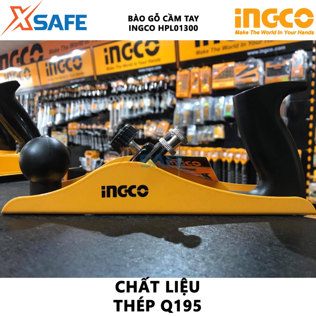 Bào gỗ cầm tay INGCO HPL01300 dài 235mm, chất liệu thép Q195, đóng gói bằng thẻ treo