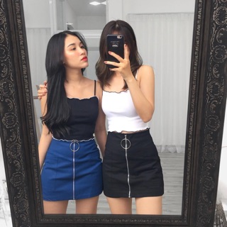 Croptop cami cuốn biên