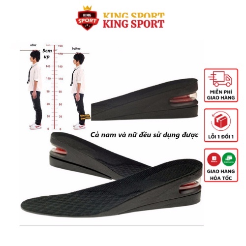 Cặp Lót Giày Độn Đế 2 Lớp Tăng Chiều Cao Loại 3,5,7cm Đệm Khí Cao Cấp