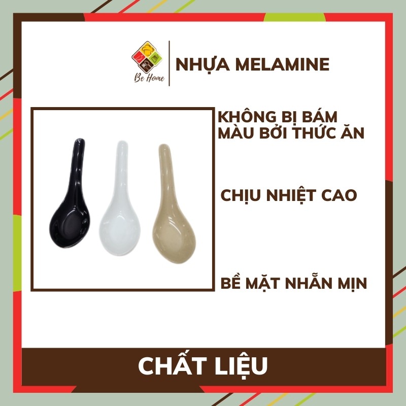 Thìa Ăn Cơm Melamine BEHOMEMALL Muỗng ăn cơm Nhựa Phíp Melamine Chịu nhiệt độ cao Thìa ăn cao cấp Hàn Quốc