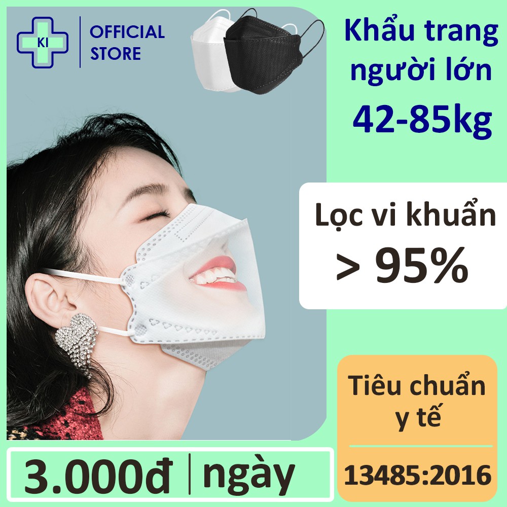 Khẩu trang y tế 3d mask 4 lớp KI STORE, chống bụi mịn lên đến 95% có thể tái sử dụng 2-3 lần.