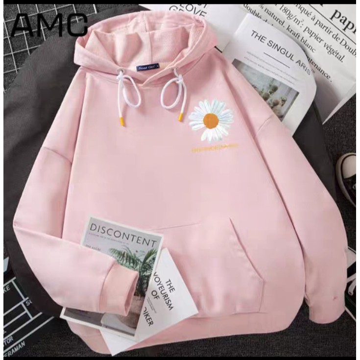 Áo hoodie hoa cúc chữ in ngực chất nỉ bông dày siêu ấm, phù hợp đi chơi, mặc ở nhà.