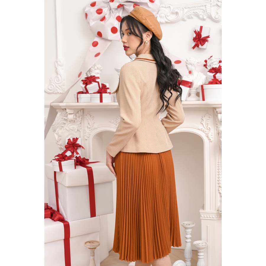 Áo khoác cam nâu đính nơ tiểu thư Malie Vest RIMMY