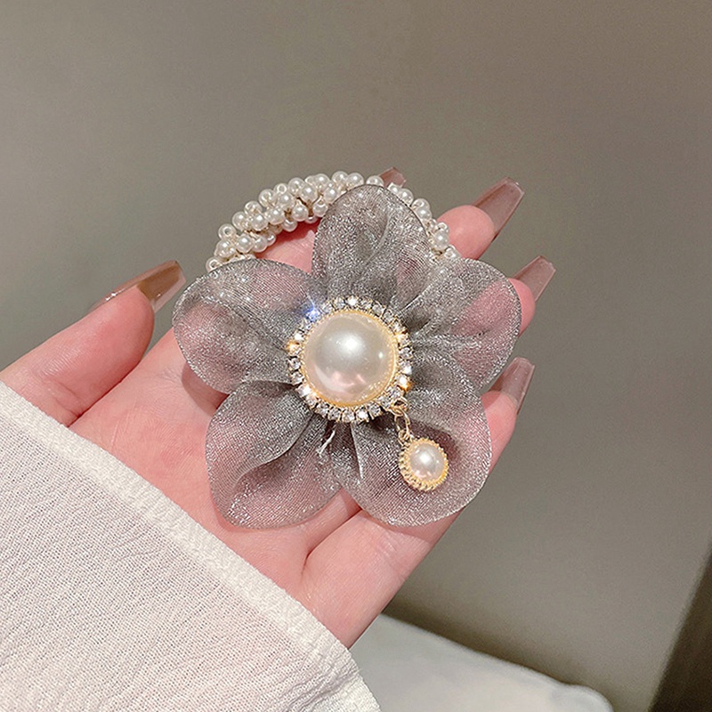 Ygt Dây Buộc Tóc Cao Su Co Giãn Họa Tiết Chấm Bi/Hoa/Ngọc Trai Hàn Quốc Cho Nữ