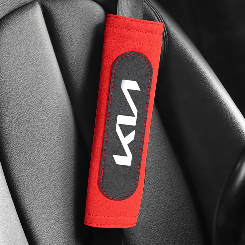 Set 2 Đệm Da Lộn Bọc Dây Đai An Toàn Xe Hơi KIA Morning Seltos K3 Carens Forte Cerato Soluto Forte Sportage Spectra Picanto RIO Carnival