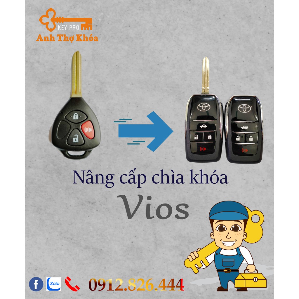 Vỏ Chìa Khoá Độ Gập Xe Toyota Innova, Fortuner, Vios, Yaris, corolla Altis, Camry...