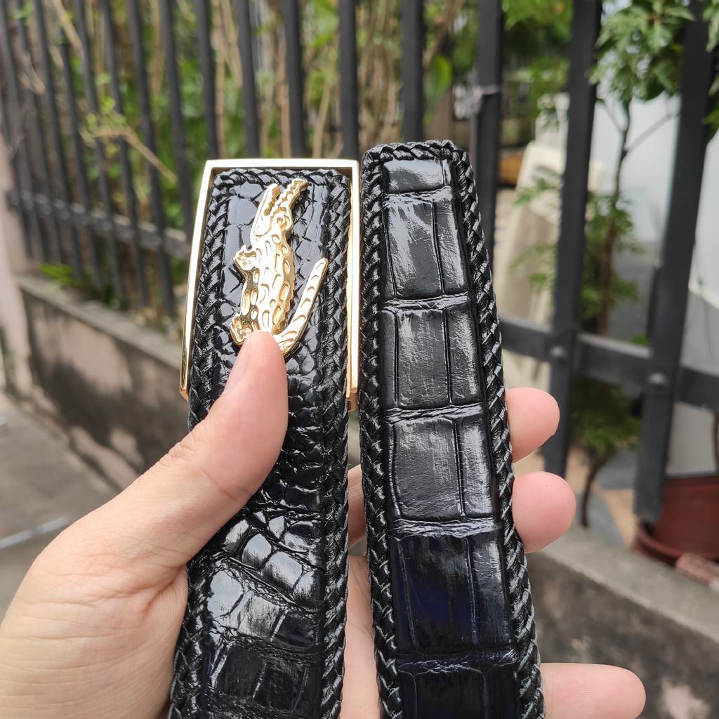 Nịt cá sấu  mặt khóa hình cá sấu thép ko gỉ. Da Bụng Liền Tấm Đan Viền!