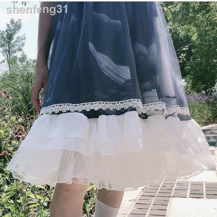 Chân váy voan phối lưới màu trắng kiểu Lolita dễ thương