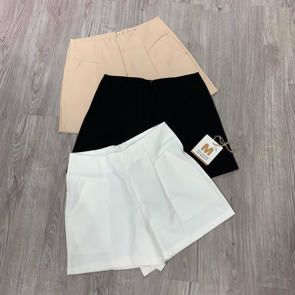 Quần short nữ cạp lưng cao THUS, Quần Sooc đùi ngắn khóa sau siêu tôn dáng Q1D08 | BigBuy360 - bigbuy360.vn