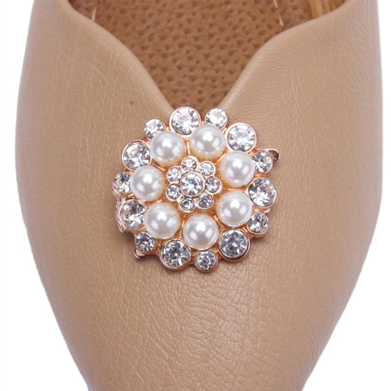 HAN❀ 2 Pcs Shoe Clip Shoes Decoration DIY High Heel Sandals Pearl Rhinestone Ornament Clips Buckle