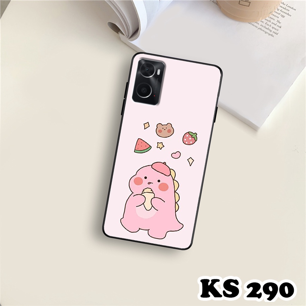 Ốp lưng Oppo A36 - Oppo A76 - Ốp in hình khủng long DinoCute - Lưng nhám viền TPU