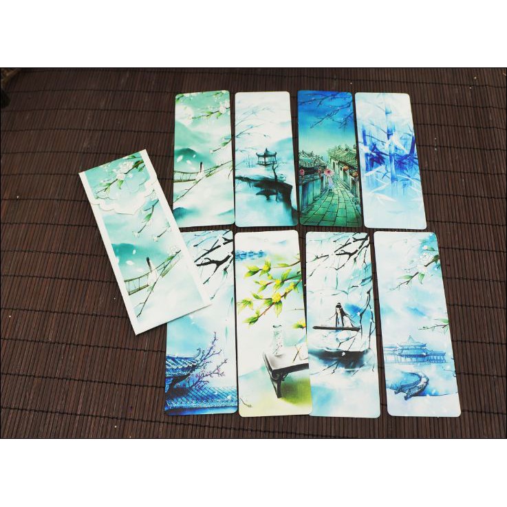 [Ba mẫu] Đánh dấu sách Bookmark cổ phong hộp 8 chiếc cổ trang dạ quang in hình đẹp