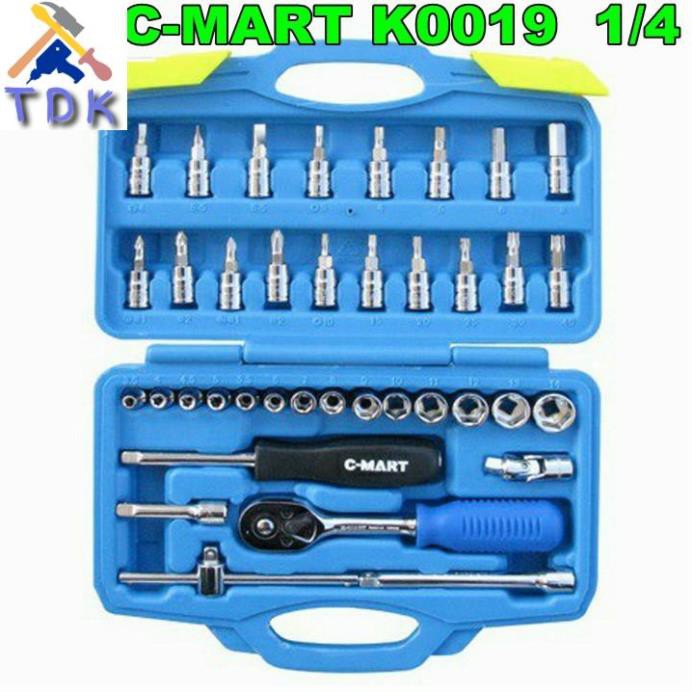 Bộ cần tuýp 1/4 C-Mart K0019 38 chi tiết