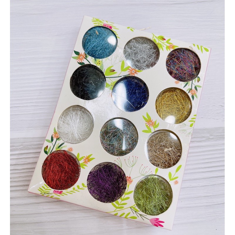 Set nhũ sợi trang trí móng nail 12 màu