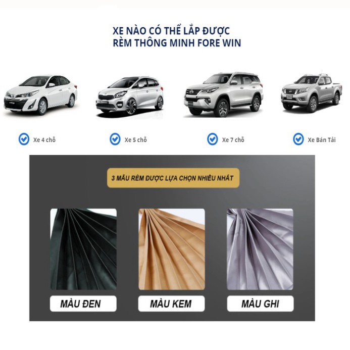Sản Phẩm Bộ 4 Rèm Vải Thông Minh Che Nắng 4 Cánh Cửa Xe Hơi, Ô Tô Cao Cấp DC-CC21 .