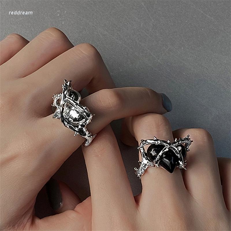 Nhẫn hở bằng kim loại hình trái tim phong cách punk thời trang cho nữ