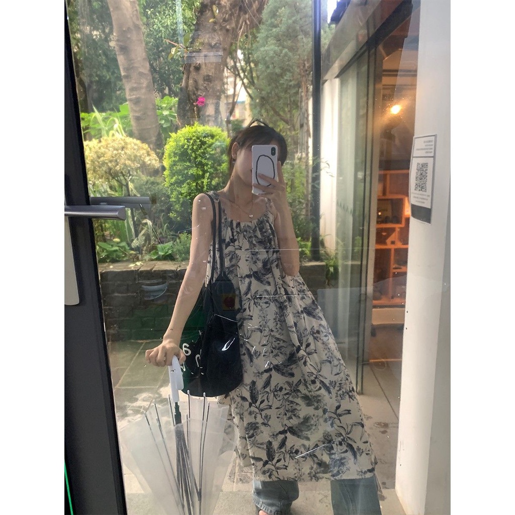Đầm Hai Dây Xếp Ly In Họa Tiết Hoa Phong Cách Cổ Điển Thời Trang Mùa Hè Hàng Mới Dành Cho