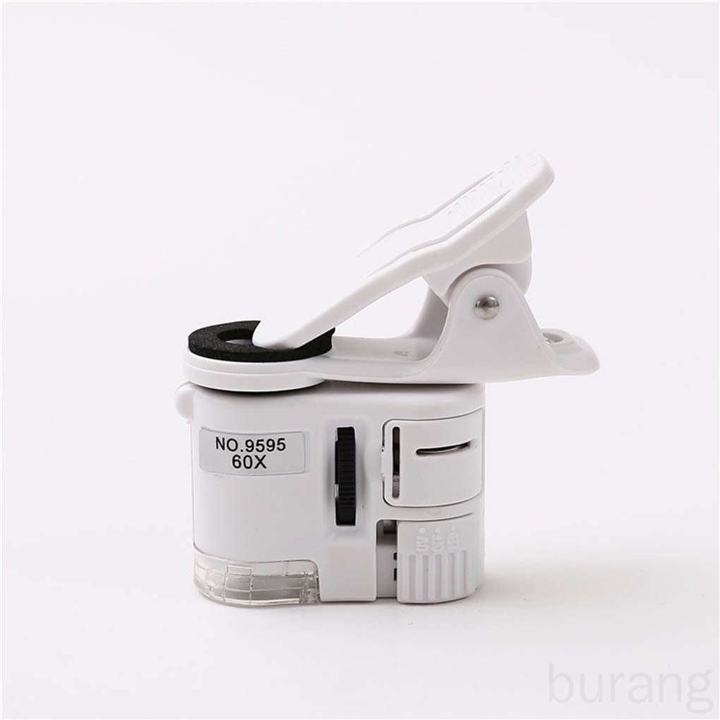 60X Mobile Phone Microscope Macro Lens Clip-type Zoom Micro Camera Clip with LED UV Light burang
