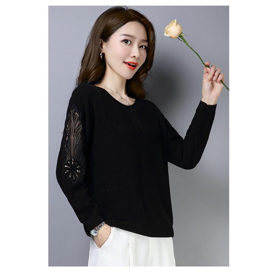Áo Len Dệt Kim Thêu Tay Ren BY4430