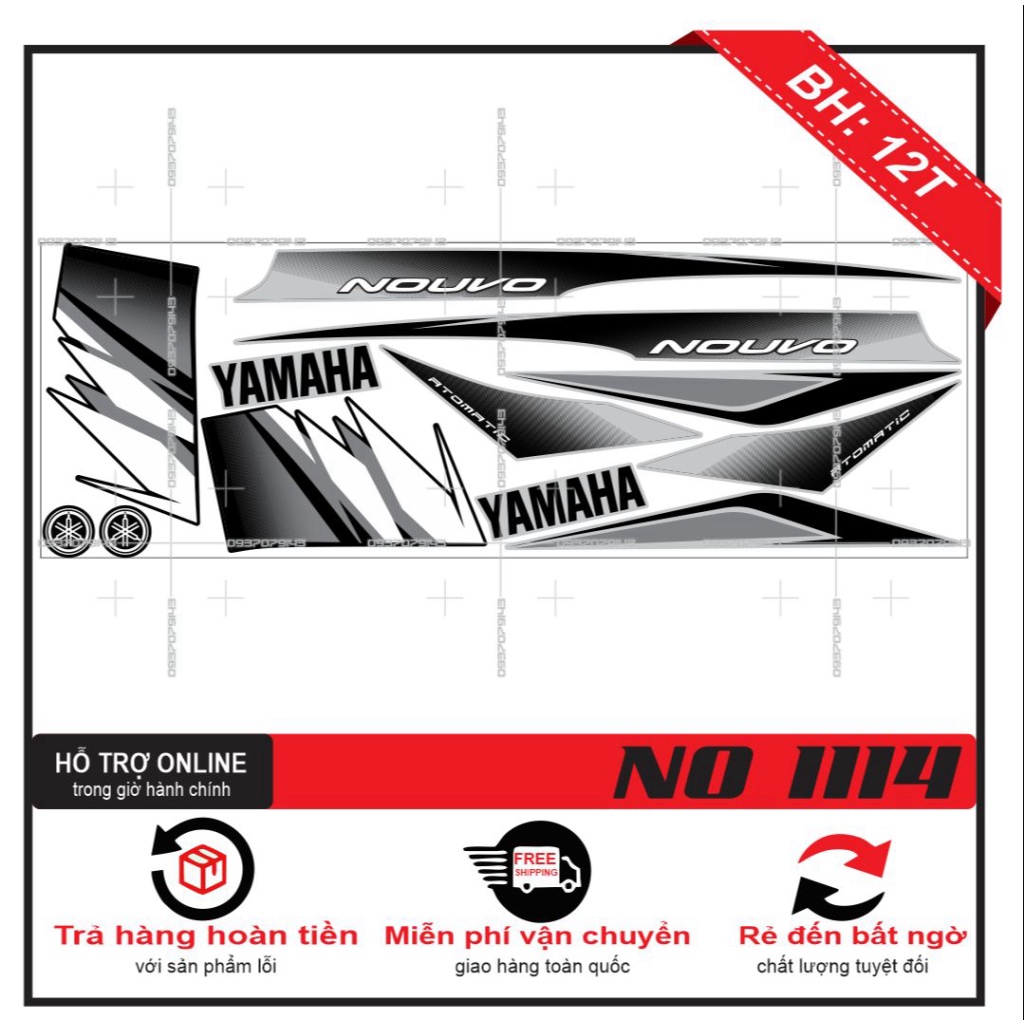 TEM XE NOUVO 2 BẠC ĐEN -- SHIN DECAL 2