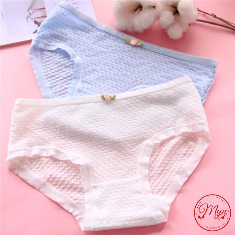 [Mã 12FASHIONSALE1 giảm 10K đơn 50K] QUẦN LÓT COTTON THÔNG THOÁNG MỀM MỊN ĐÍNH NƠ HOA