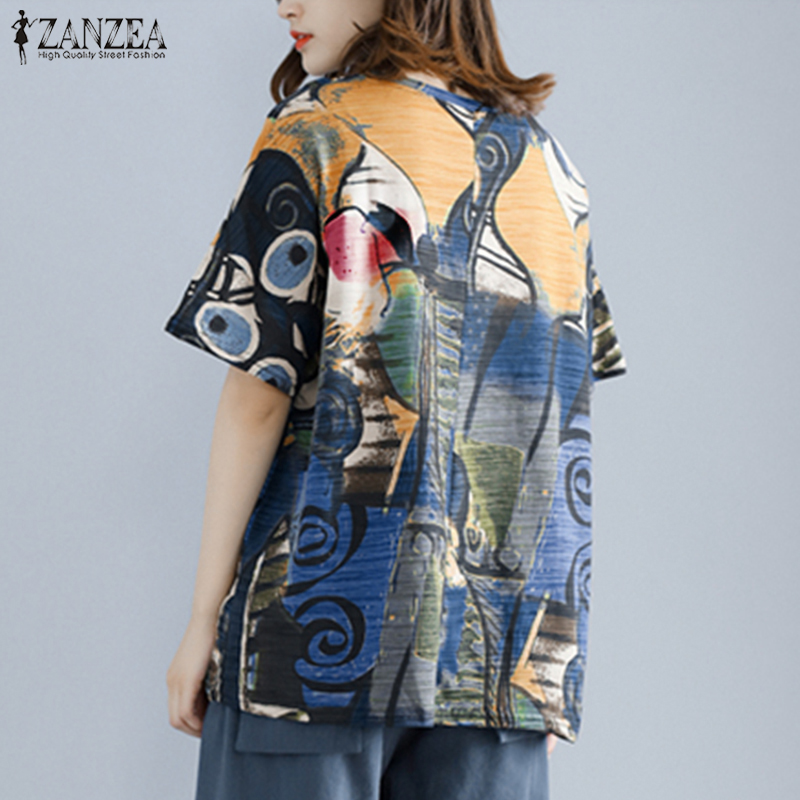 ZANZEA Áo Tay 3 / 4 Cổ Tròn Thời Trang Vintage Dành Cho Nữ