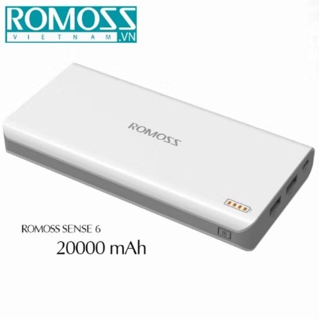 Pin sạc dự phòng 20.000mAh chính hãng  Romoss Sense 6 Trắng