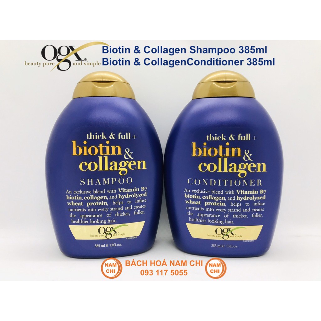 Dầu Gội Dầu Xả OGX Biotin &amp; Collagen 385ml Mỹ