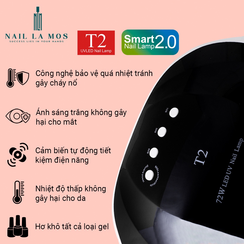 Máy hơ gel T2 72W 2in1 36 bóng đèn led/uv Hàng chính hãng bảo hành 3 tháng