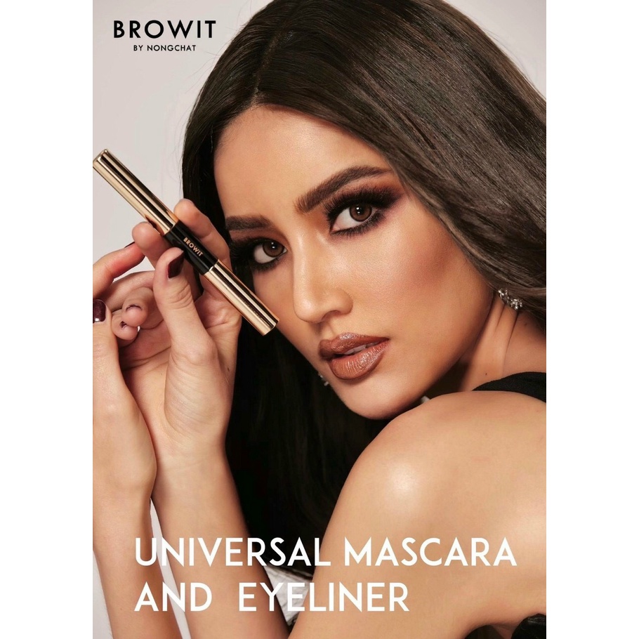 Mascara & kẻ mắt 2 đầu Thái Lan BROWIT BY NONG CHAT  giúp dài, tơi, cong mi, chống nước 24h