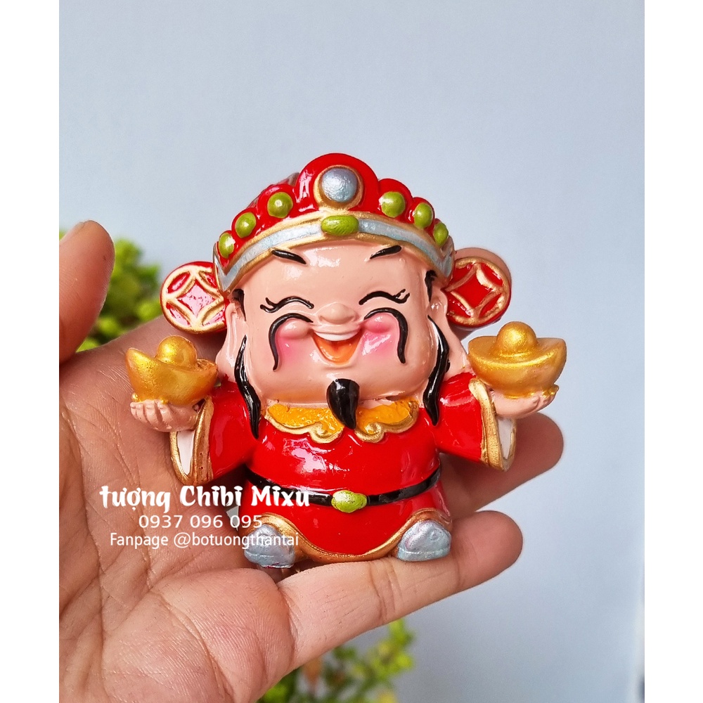 Bộ Ngũ Phúc 6cm kèm tượng Thần Tài 7cm và chân đế Như Ý Cát Tường