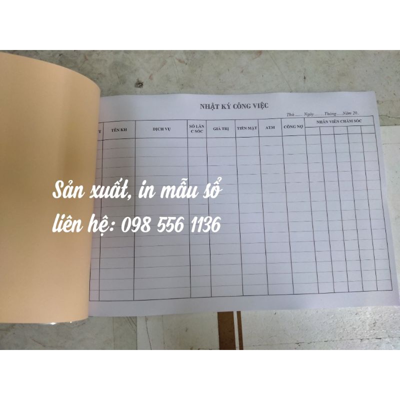 (Sổ cho SPA) SỔ NHẬT KÝ CÔNG VIỆC SPA