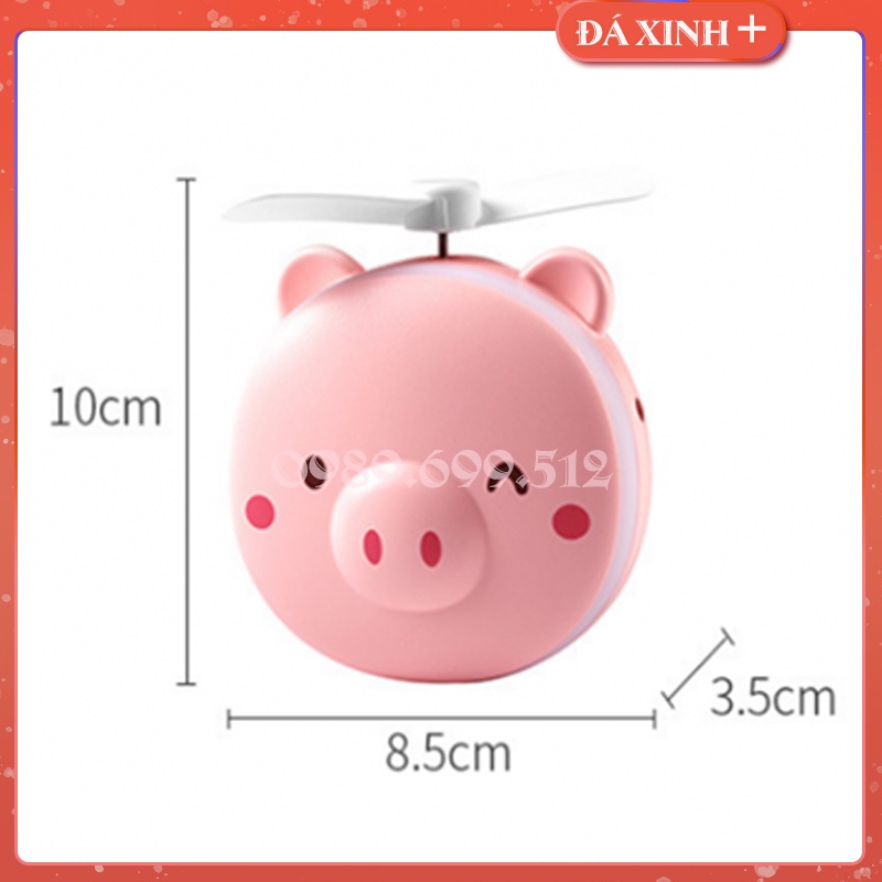 Gương Mặt Heo Siêu Cute Kèm Đèn LED Và Quạt 3 in 1 Tiện Dụng