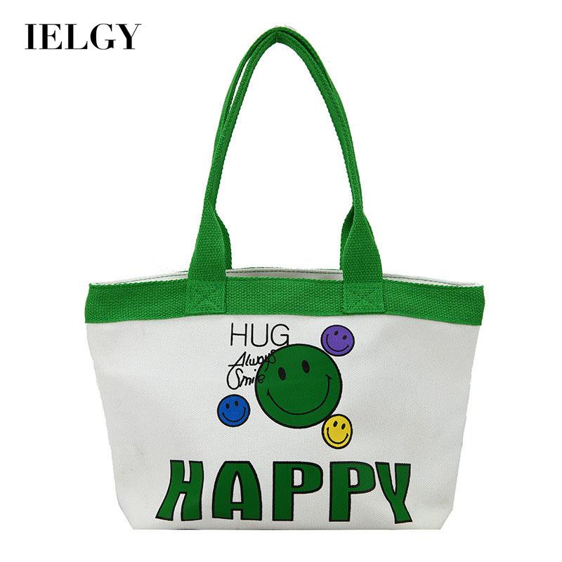 Túi Đeo Vai Vải canvas In Hình Mặt Cười Thời Trang Cho Nữ