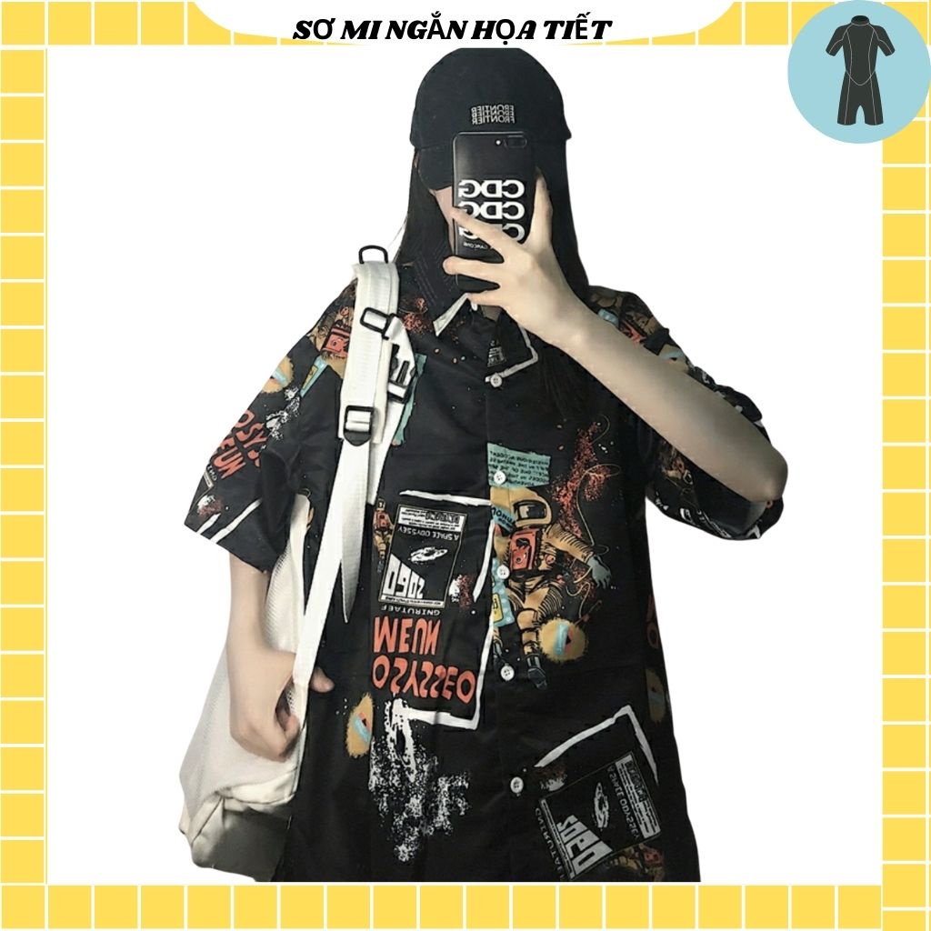 Áo Sơ Mi Tay Ngắn Unisex Cổ Bẻ Phông Cách Hàn Quốc Freesize