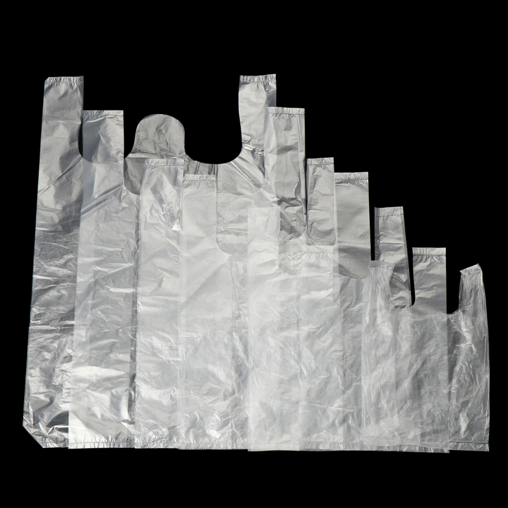 50/ 100 Túi mua sắm tùy chọn kích thước trong suốt có tay cầm tiện dụng