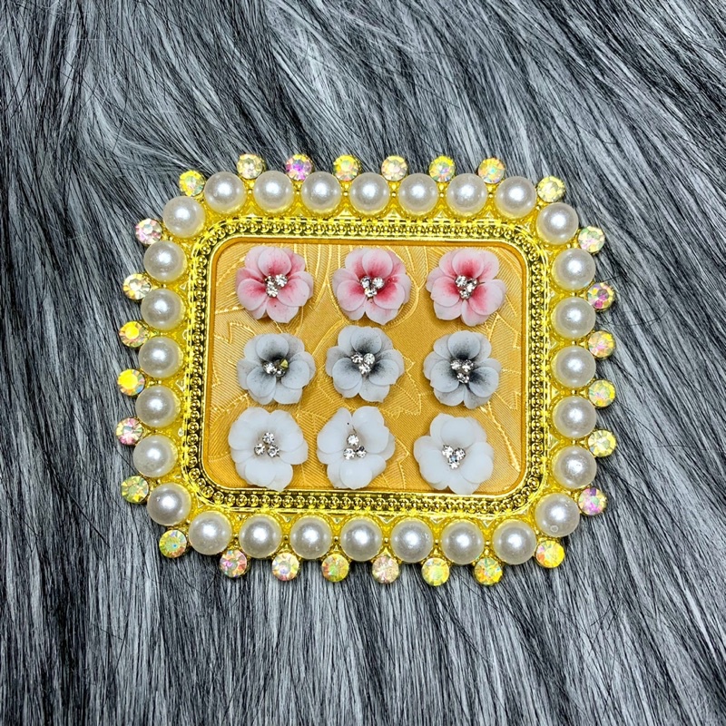 Hoa bột nail,hoa gắn móng chân nhuỵ đá trang trí móng