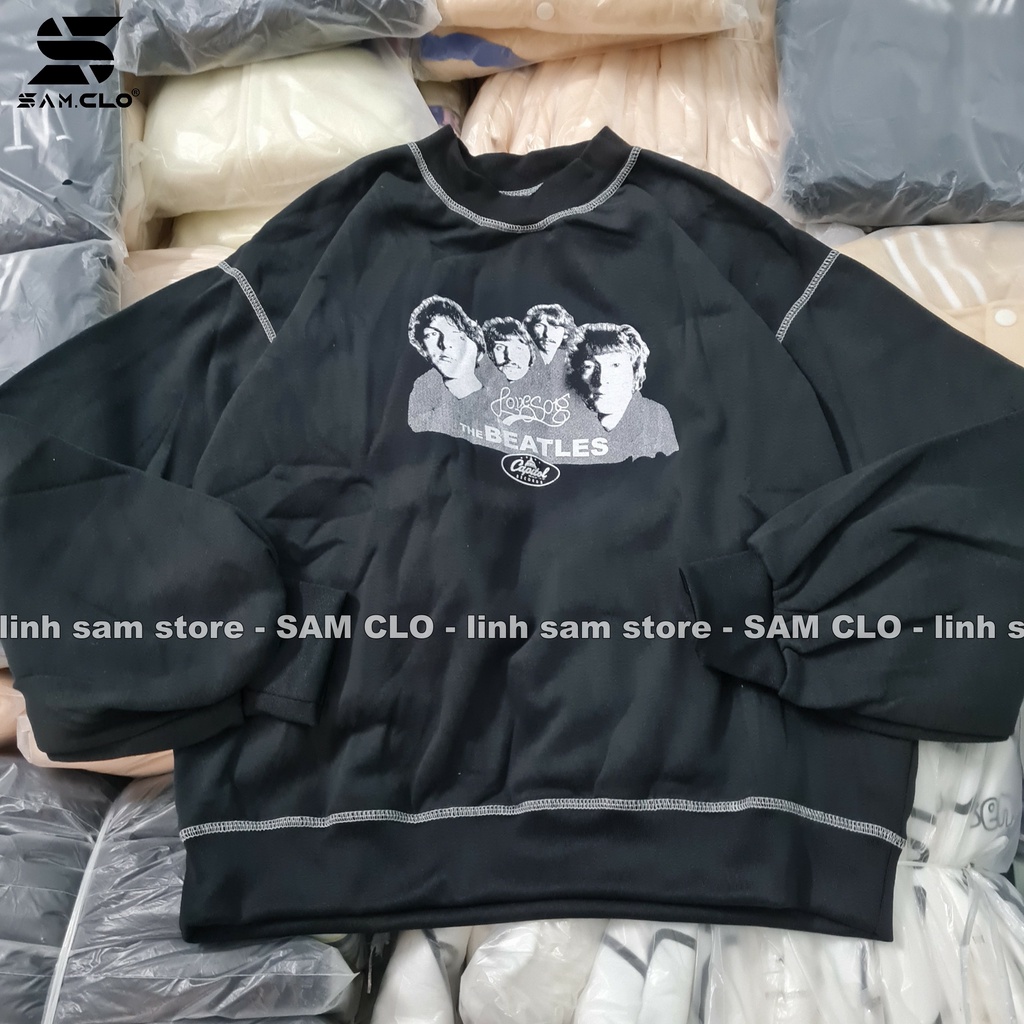 Áo sweater SAM CLO nữ nỉ tay dài ulzzang thu đông freesize dáng unisex in chữ THE BEATLES | BigBuy360 - bigbuy360.vn