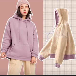 Áo nỉ hoodie lót lông cừu